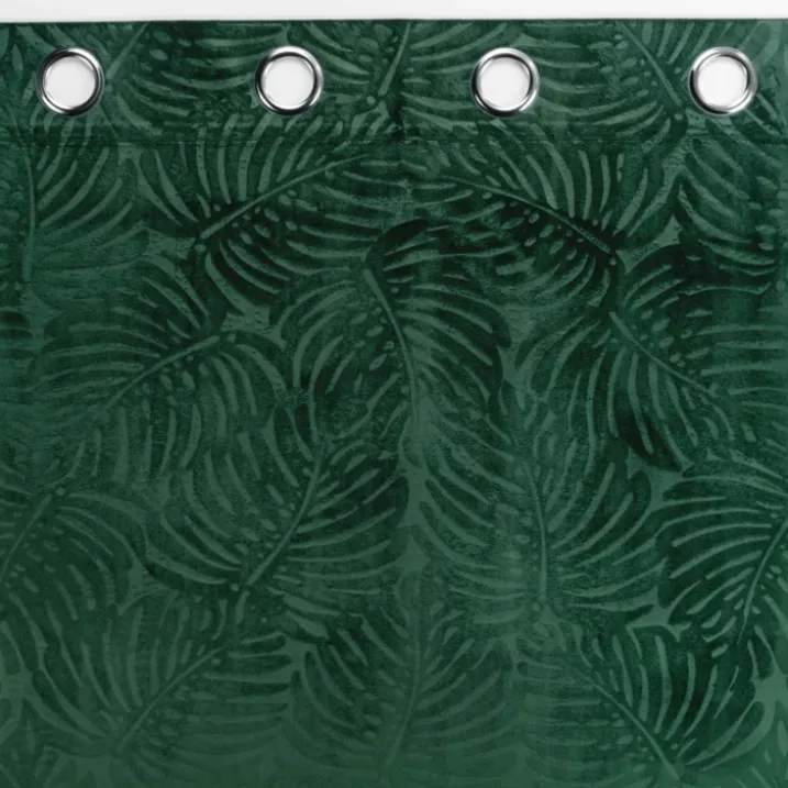 Rideau occultant en velours feuilles de monstera