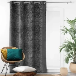 Rideau occultant en velours feuilles de monstera