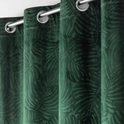 Rideau occultant en velours feuilles de monstera