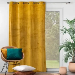 Rideau occultant en velours feuilles de monstera