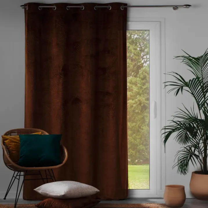 Rideau occultant en velours feuilles de monstera