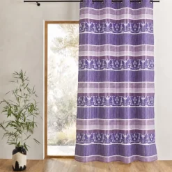 Rideau occultant jacquard à rayures horizontales colorées