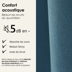 Rideau 100% occultant thermique phonique chiné MIDNIGHT