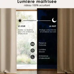 Rideau 100% occultant thermique phonique chiné MIDNIGHT