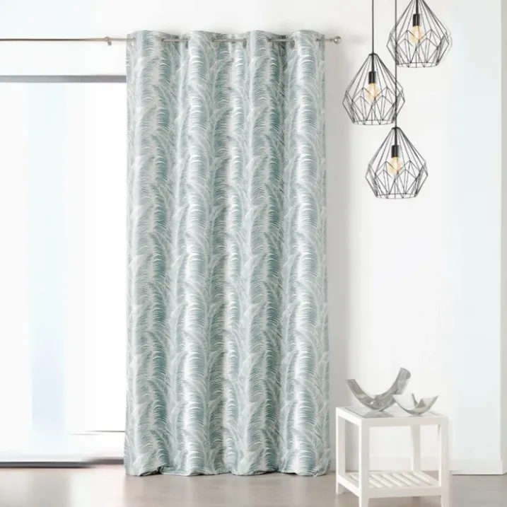 Rideau à oeillets aux motifs palmes