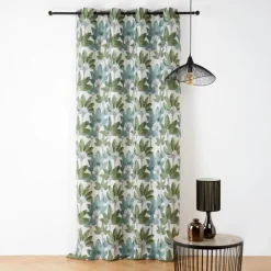Rideau à oeillets jacquard motif végétal