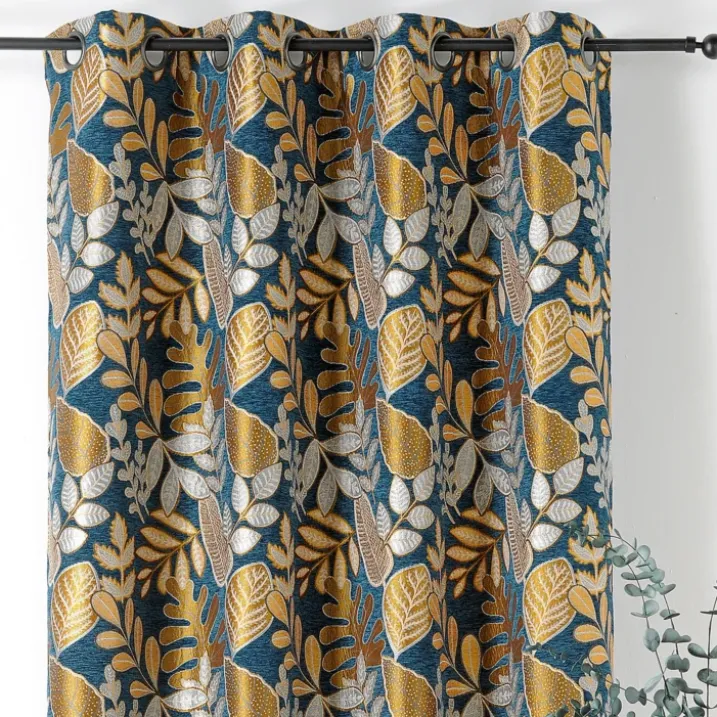Rideau à Oeillets Motif Végétal Vintage