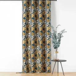 Rideau à Oeillets Motif Végétal Vintage