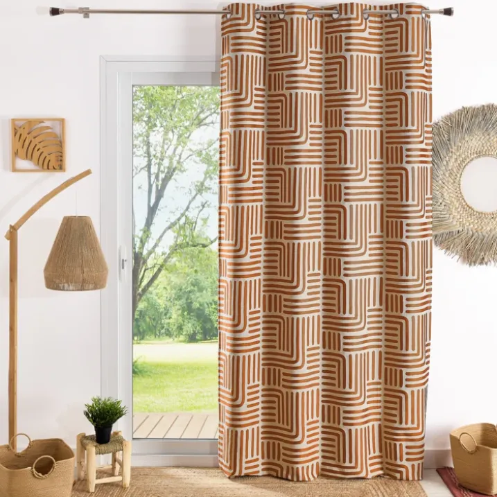 Rideau à oeillets tamisant jacquard