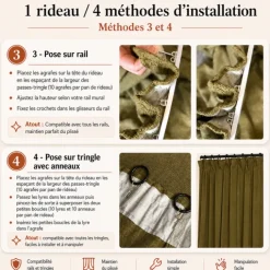 Rideau passants cachés en lin CALIFORNIA HAOMY