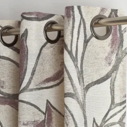 Rideau poly-lin imprimé feuilles aquarelle