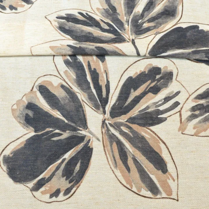 Rideau poly-lin imprimé fleur aquarelle