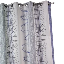 Rideau à rayures verticales abstraites et motifs graphiques