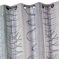 Rideau à rayures verticales abstraites et motifs graphiques