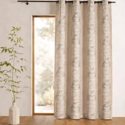 Rideau shantung brodé bandes de motifs ethniques