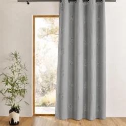 Rideau shantung imprimés motifs argent