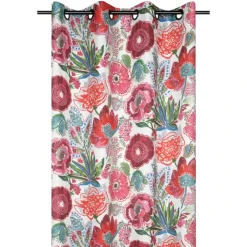 Rideau tamisant en polylin à motif floral