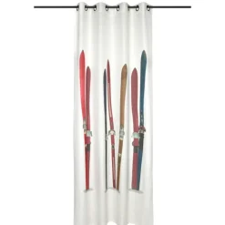 Rideau tamisant en polylin à motif skis