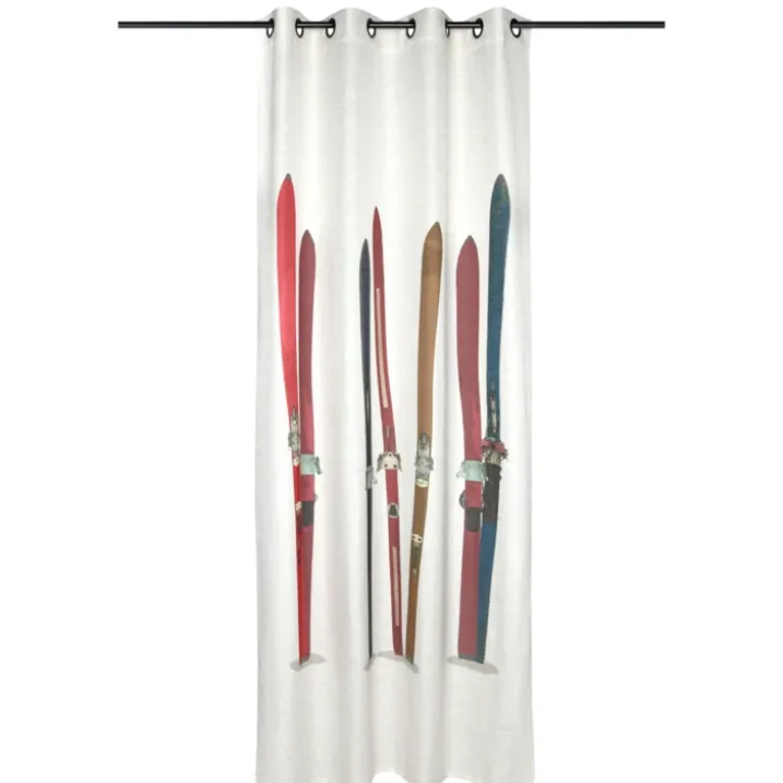 Rideau tamisant en polylin à motif skis