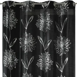 Rideau tamisant à motifs floraux métallisés