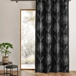Rideau tamisant à motifs floraux métallisés