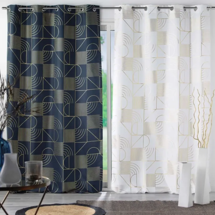 Rideau tamisant à motifs métallisés