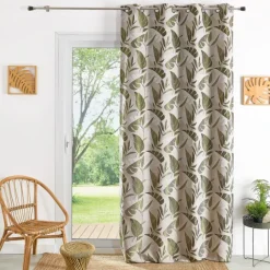 Rideau tamisant à oeillets motif feuilles