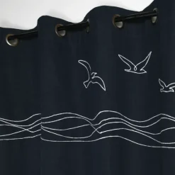 Rideau tamisant polycoton à œillets motif bord de mer