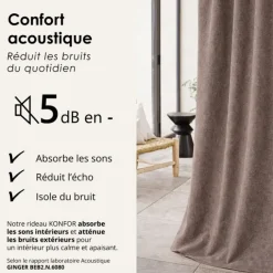 Rideau thermique phonique et semi occultant KONFOR