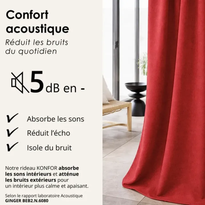 Rideau thermique phonique et semi occultant KONFOR