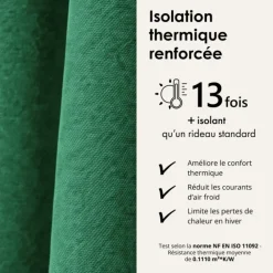 Rideau thermique phonique et semi occultant à galons fronceurs KONFOR