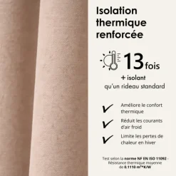 Rideau thermique phonique et semi occultant à galons fronceurs KONFOR