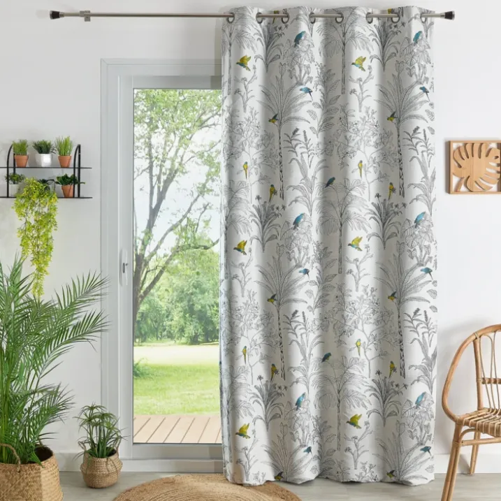 Rideaux Jacquard imprimé floral et perroquets