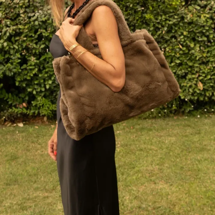 Sac cabas effet doudou avec fermeture aimantée