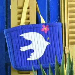 Sac cabas en textile imprimé oiseau