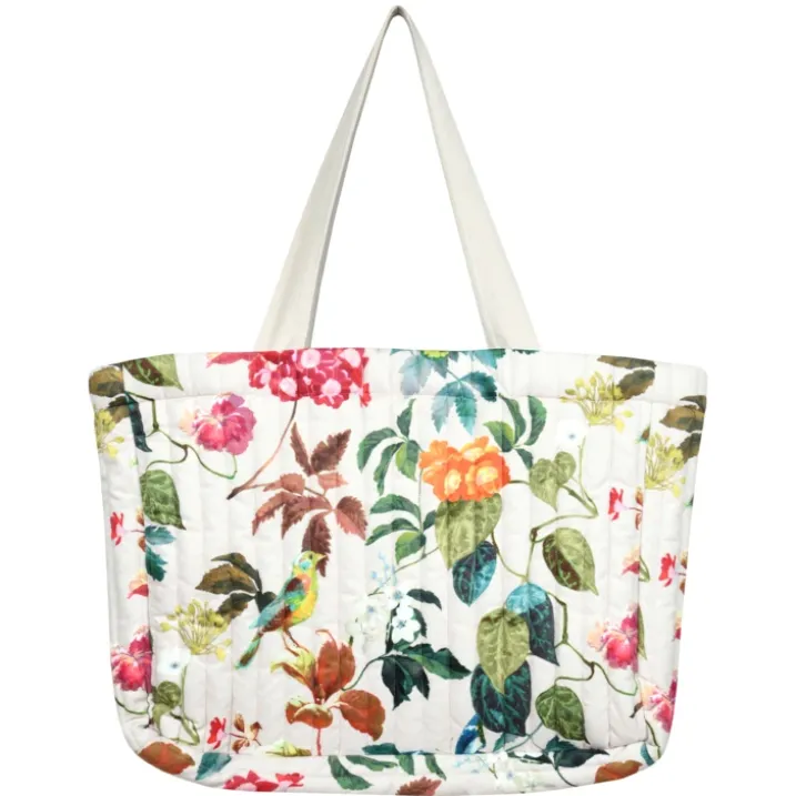 Sac cabas imprimé feuillage avec oiseau stylisé