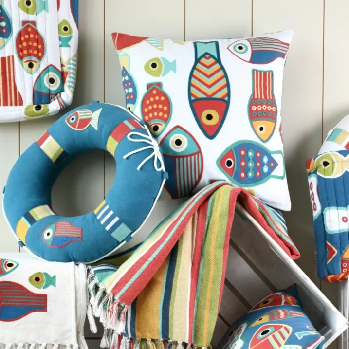 Sac cabas polycoton matelassé motif poissons