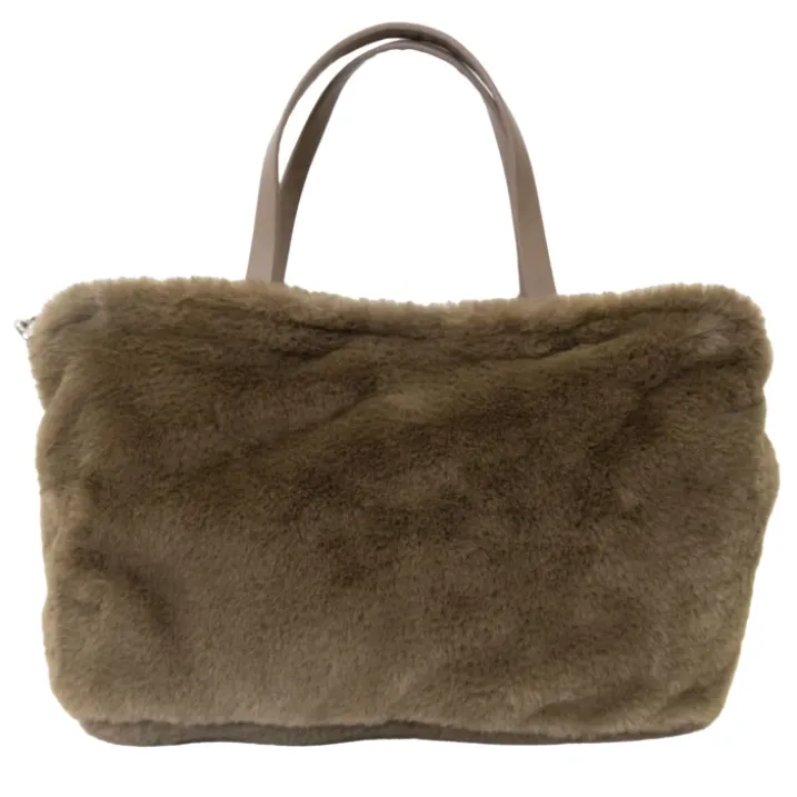 Sac imitation fourrure anse et bandoulière amovible