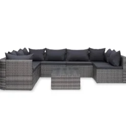 Salon de jardin avec coussin, résine tressée