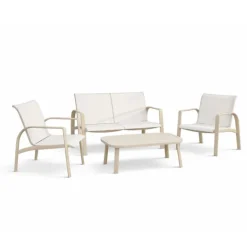 Salon de jardin bas 4 places en aluminium