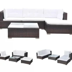 Salon de jardin modulable en résine tressée