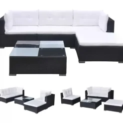 Salon de jardin modulable en résine tressée