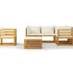 Salon de jardin 8 pcs en acacia avec coussin