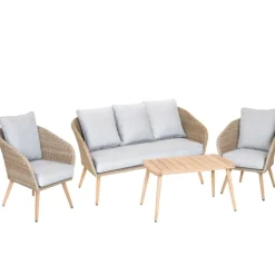 Salon détente pour 4 ou 5 personnes en résine tressée