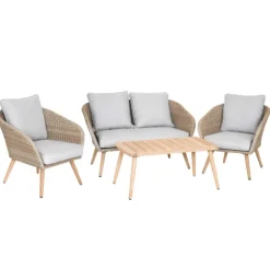 Salon détente pour 4 ou 5 personnes en résine tressée