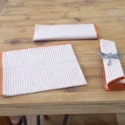Serviette de table à carreaux en coton