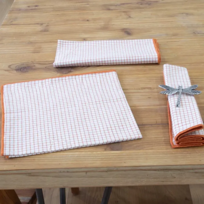 Serviette de table à carreaux en coton