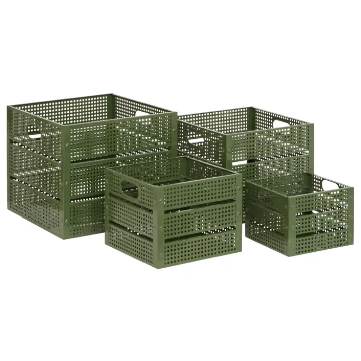 Set de 4 caisses de rangement en métal empilables