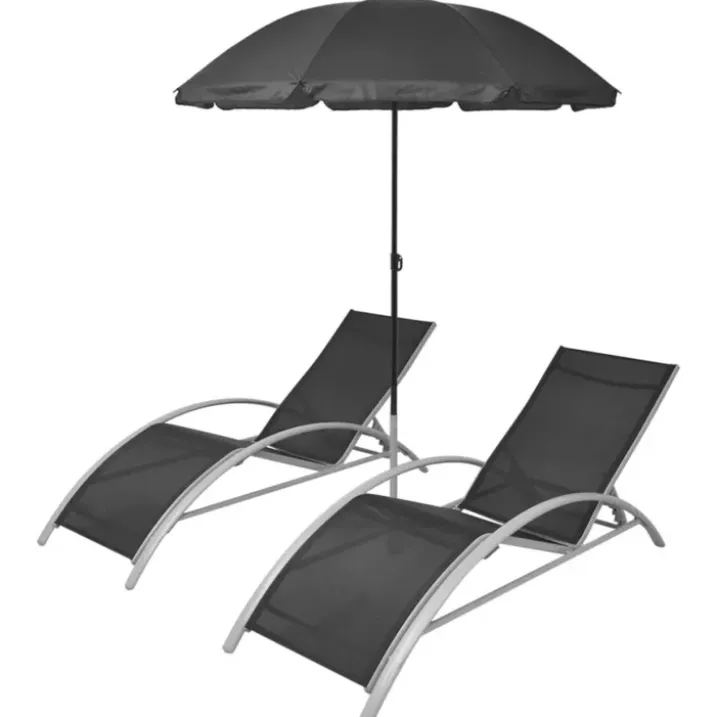 Set de 2 chaises longues et parasol