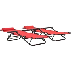 Set de 2 chaises longues pliables avec repose pied